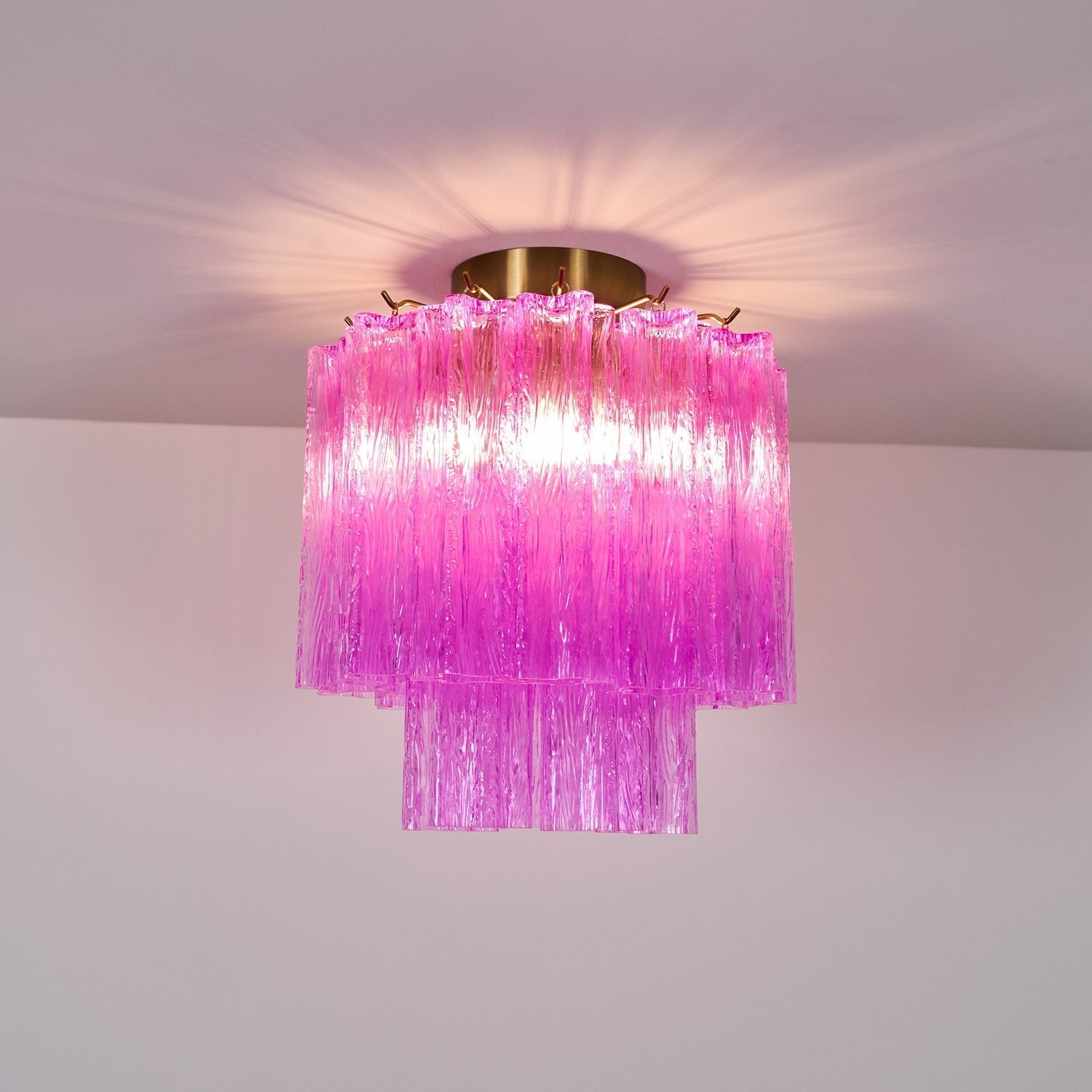 Aurora Ceiling Lamp Purple Murano Glass Tiered Flush Mount - Neutralighting