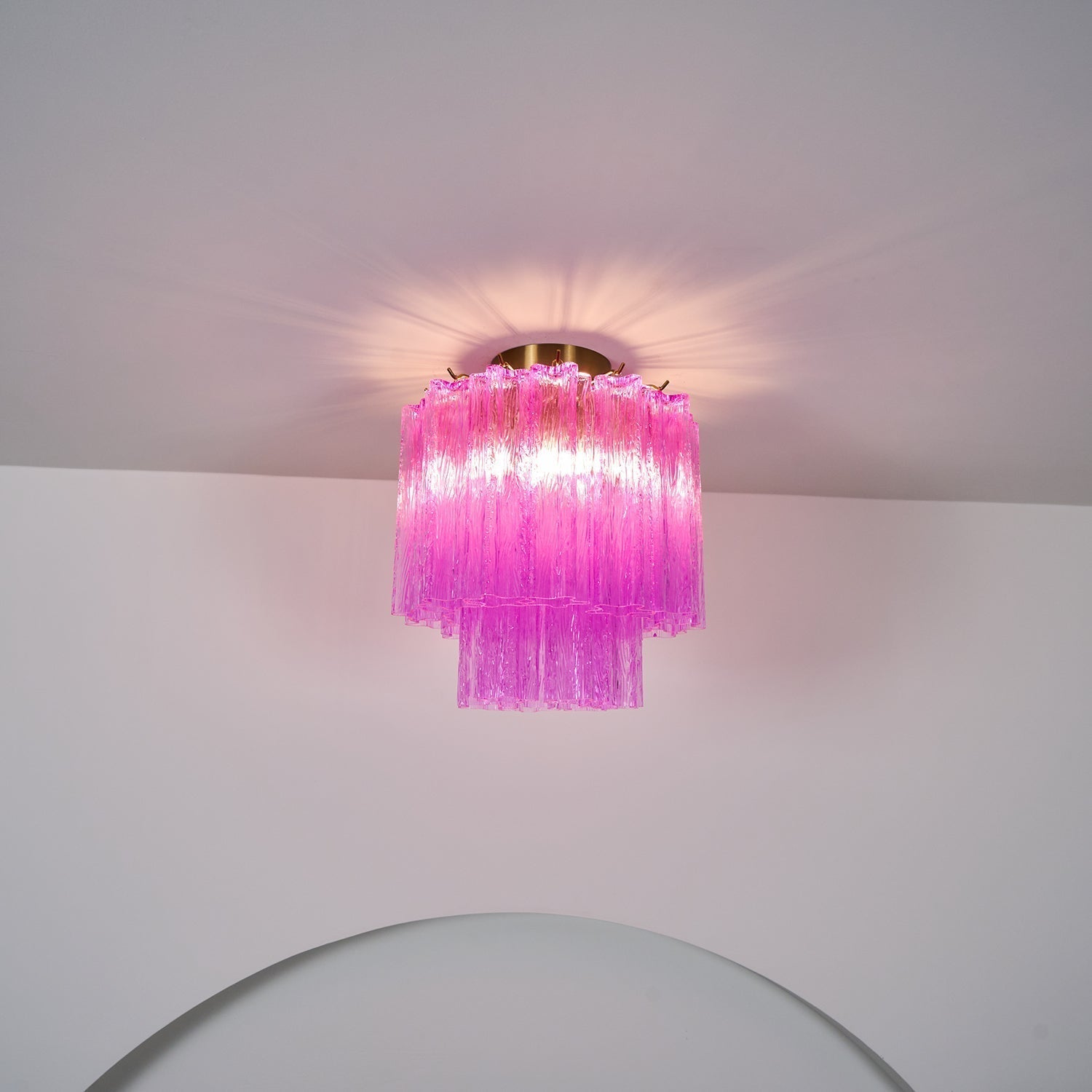Aurora Ceiling Lamp Purple Murano Glass Tiered Flush Mount - Neutralighting