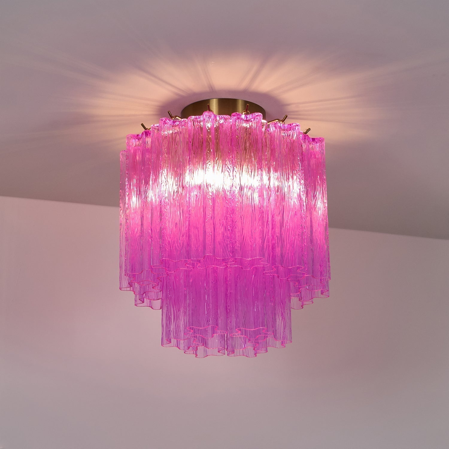 Aurora Ceiling Lamp Purple Murano Glass Tiered Flush Mount - Neutralighting