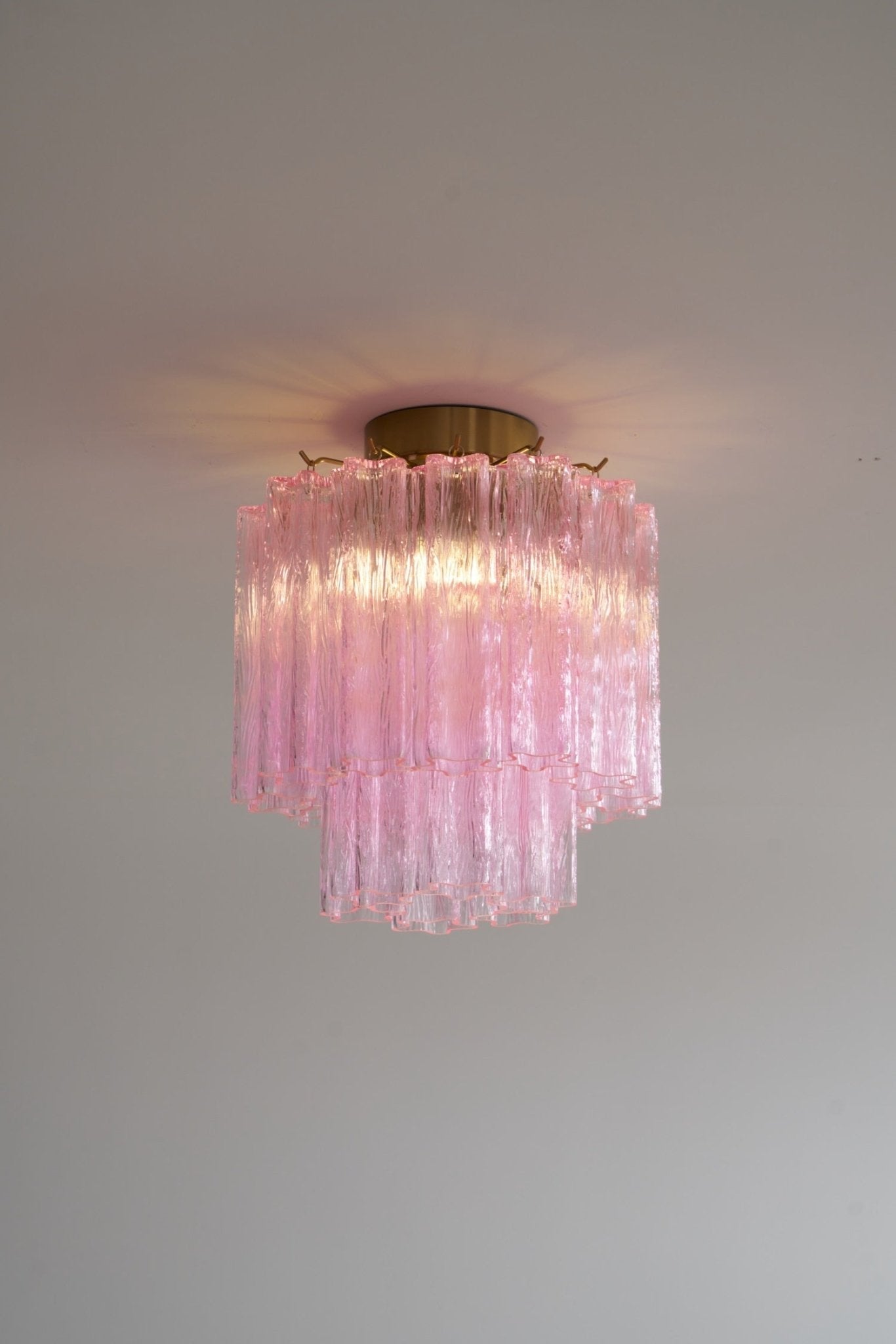Aurora Ceiling Lamp Pink Murano Glass Tiered Modern Flush - Neutralighting