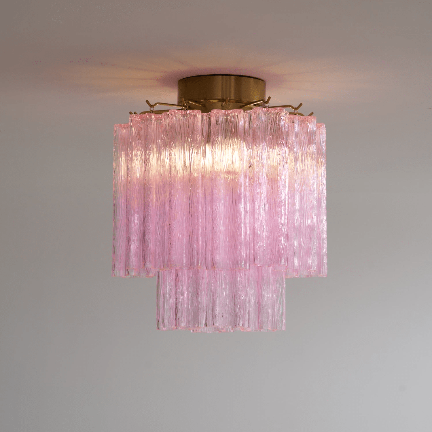 Aurora Ceiling Lamp Pink Murano Glass Tiered Modern Flush - Neutralighting