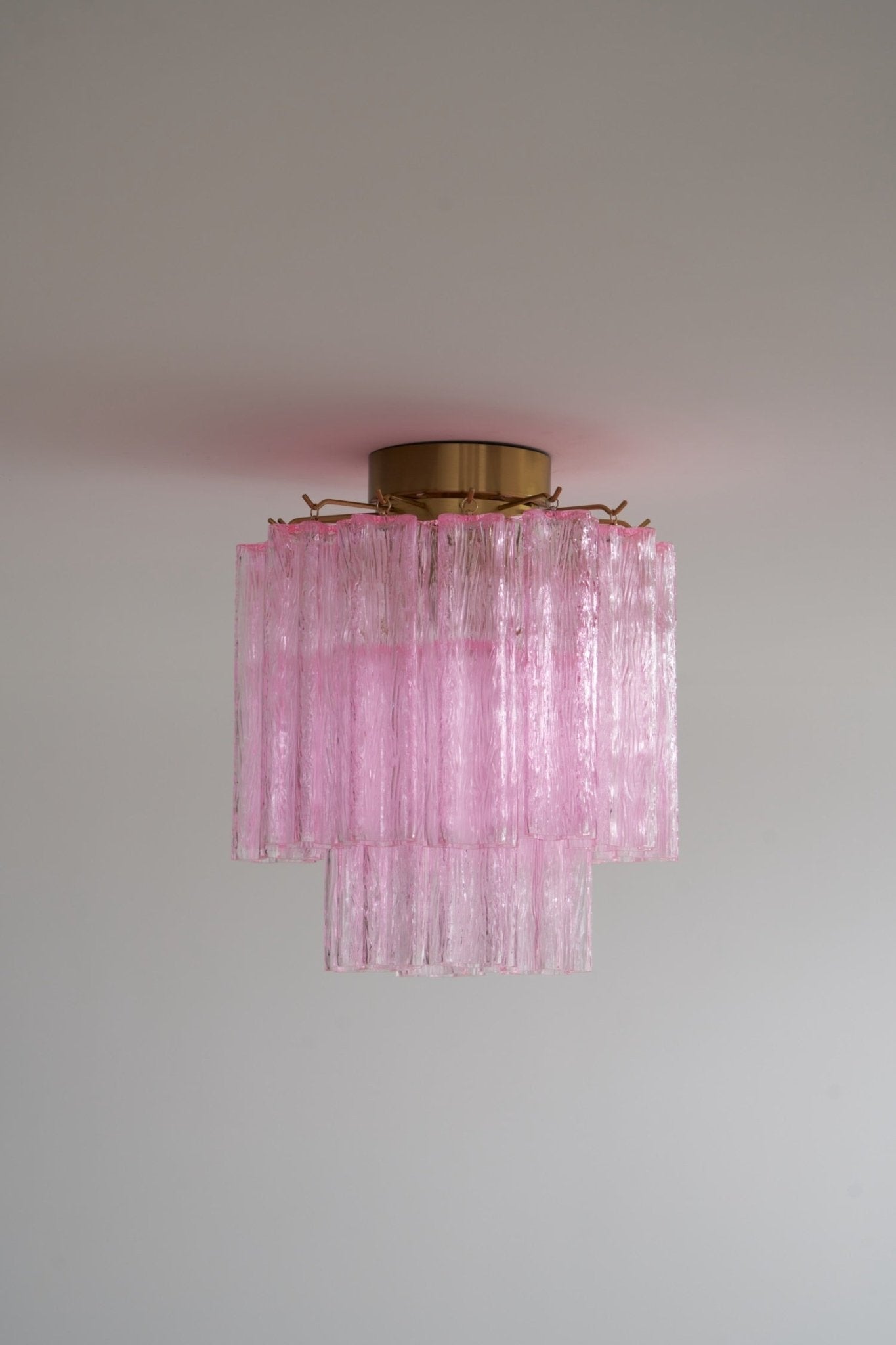 Aurora Ceiling Lamp Pink Murano Glass Tiered Modern Flush - Neutralighting