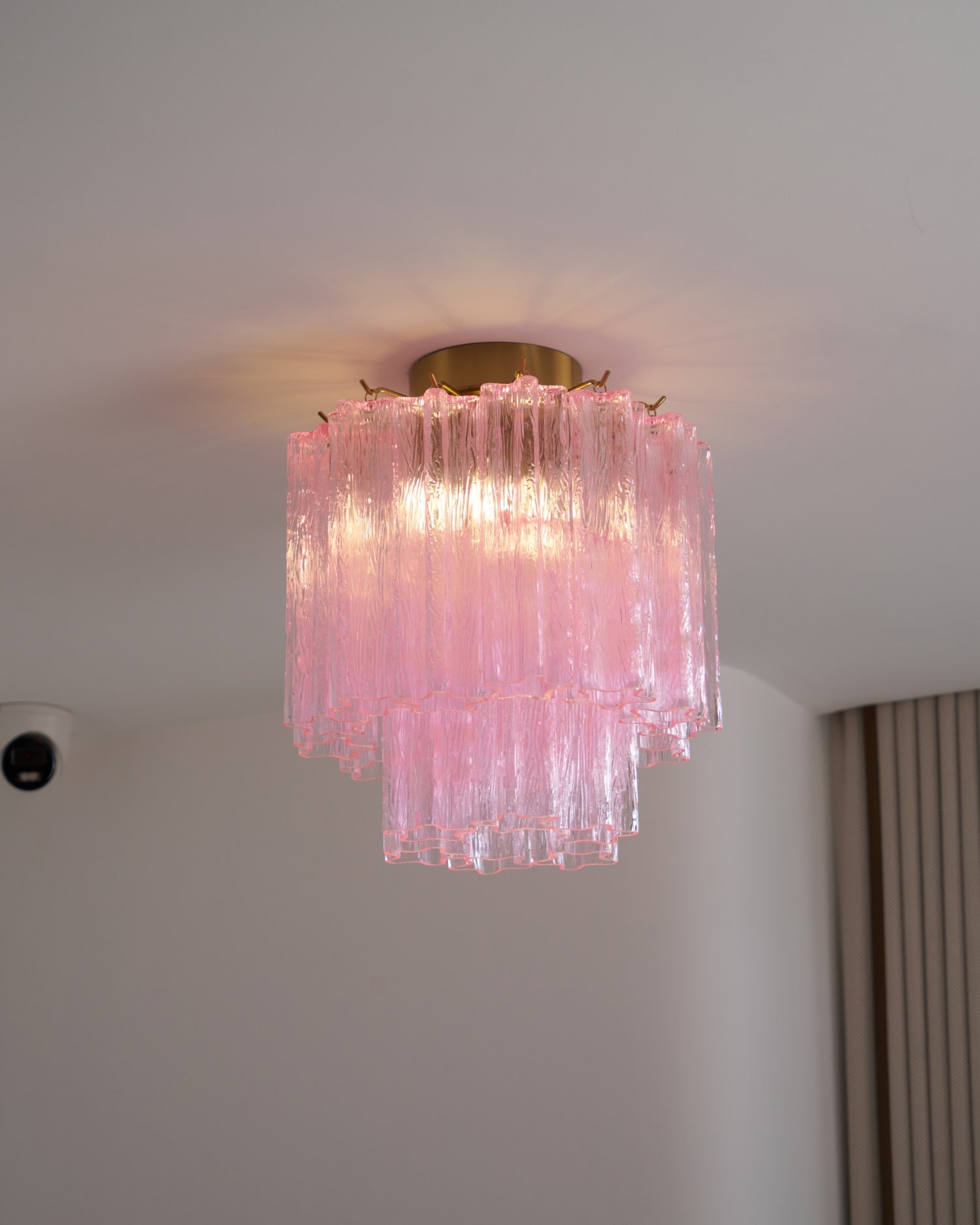 Aurora Ceiling Lamp Pink Murano Glass Tiered Modern Flush - Neutralighting