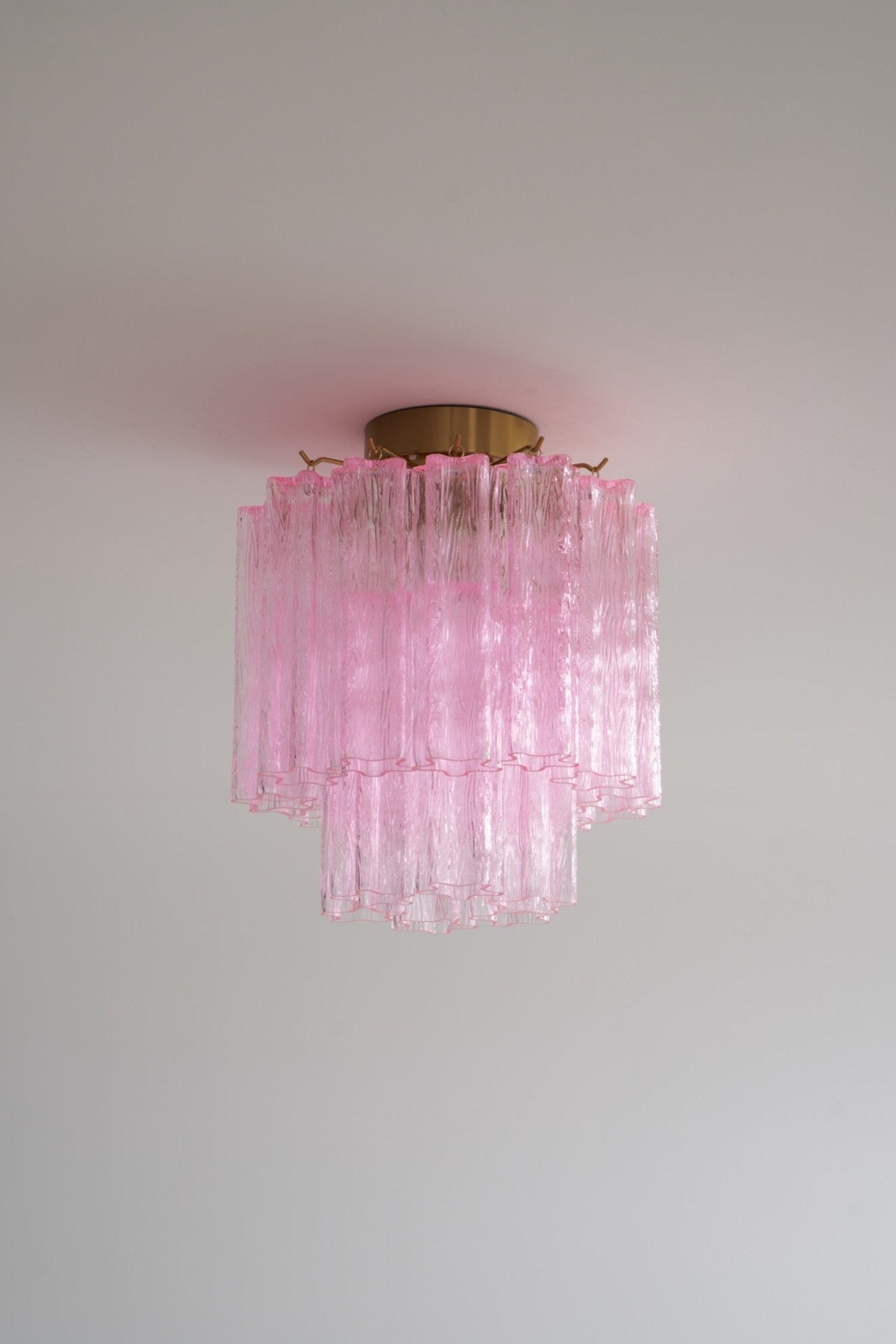 Aurora Ceiling Lamp Pink Murano Glass Tiered Modern Flush - Neutralighting