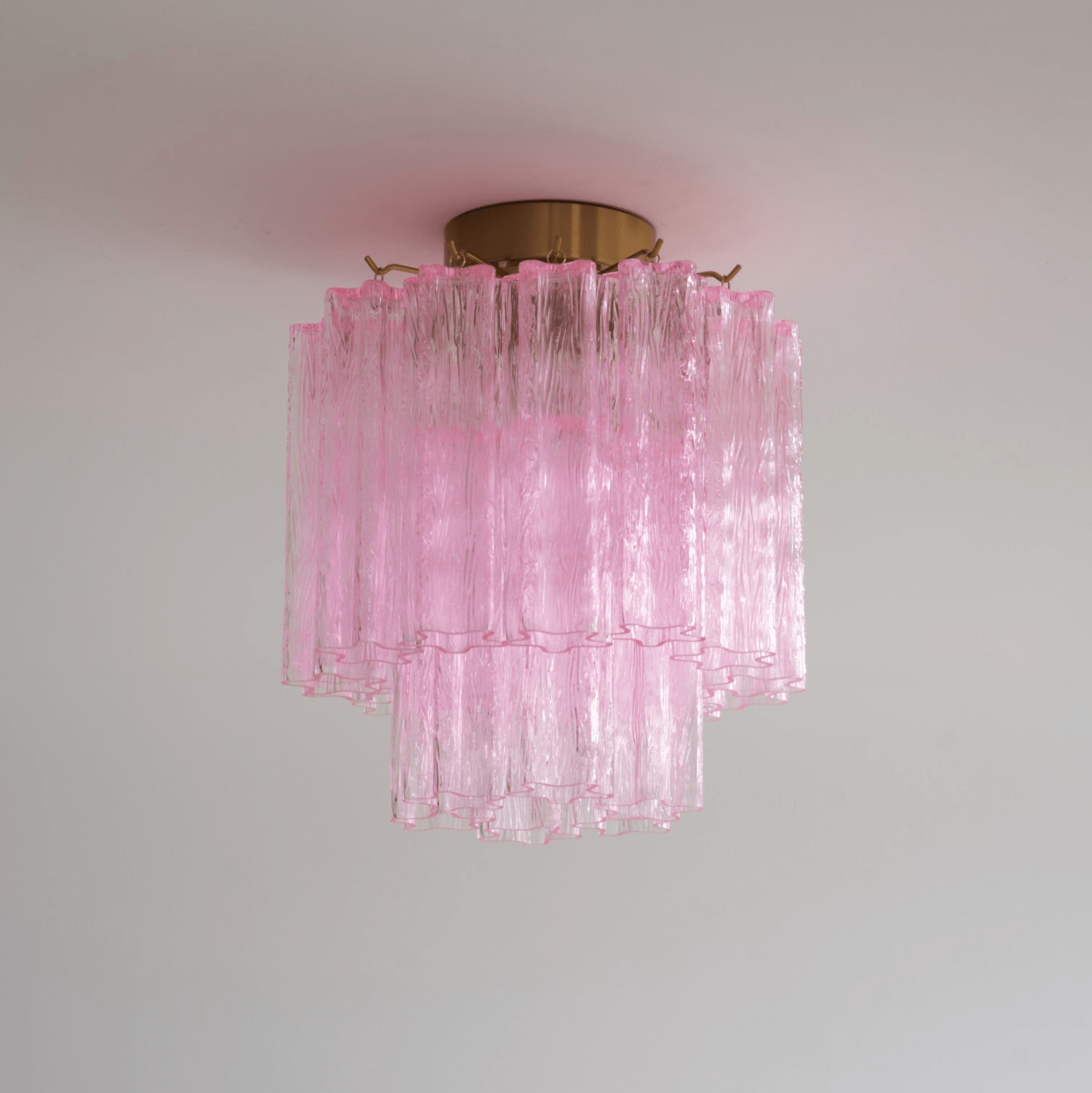 Aurora Ceiling Lamp Pink Murano Glass Tiered Modern Flush - Neutralighting