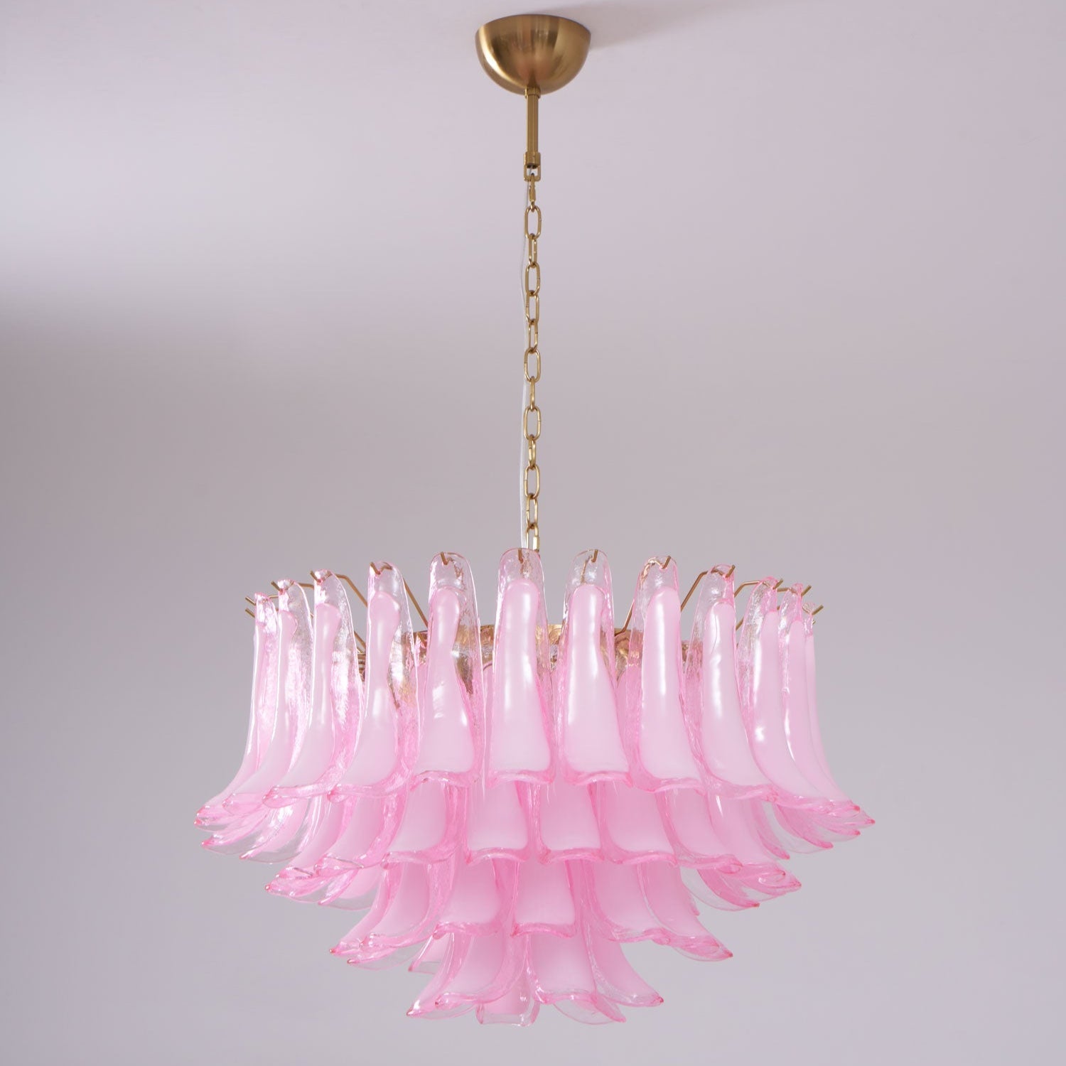 Aurora Chandelier Pink Glass Leaf Layered Floral Glamour - Neutralighting