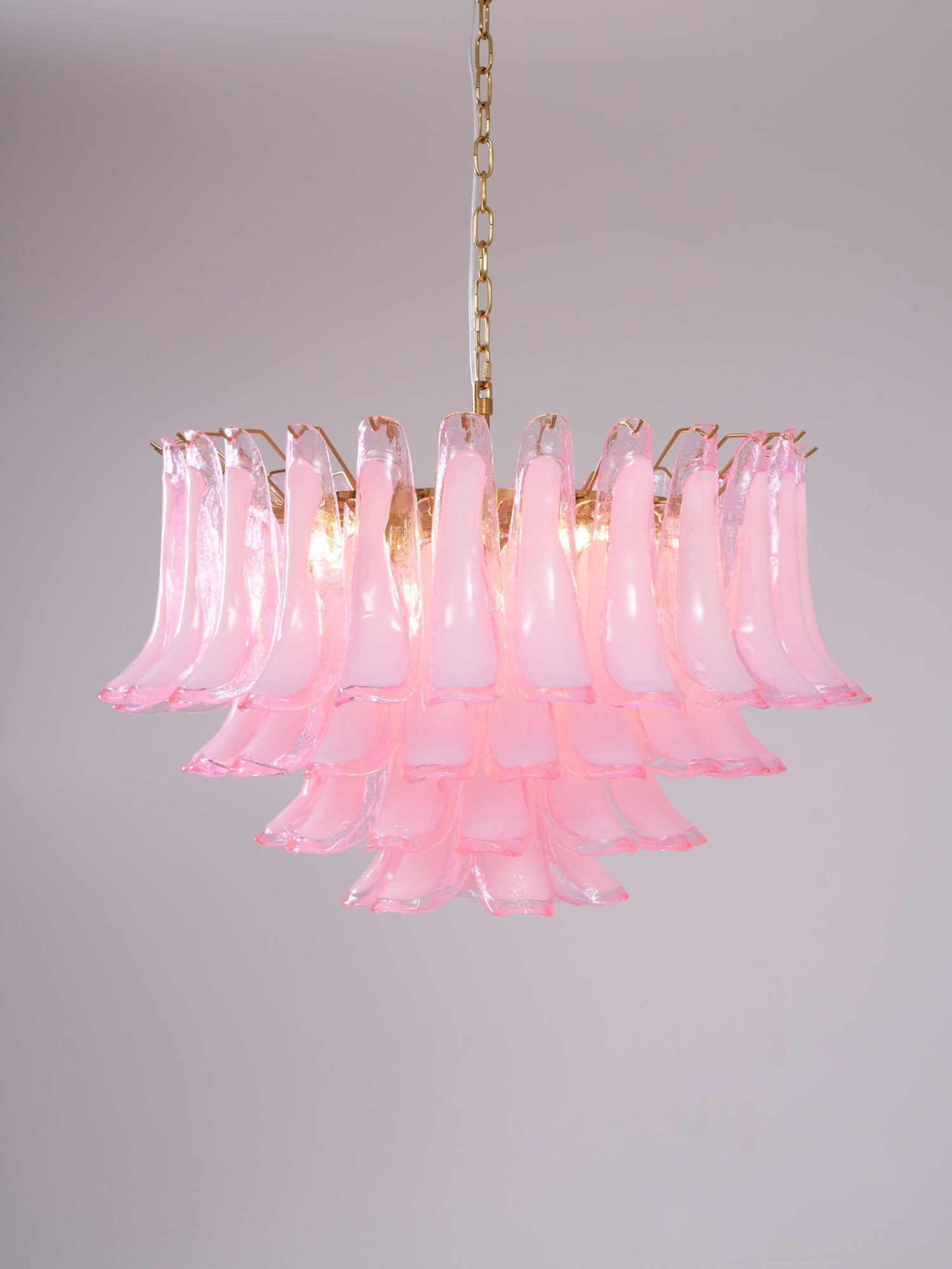 Aurora Chandelier Pink Glass Leaf Layered Floral Glamour - Neutralighting