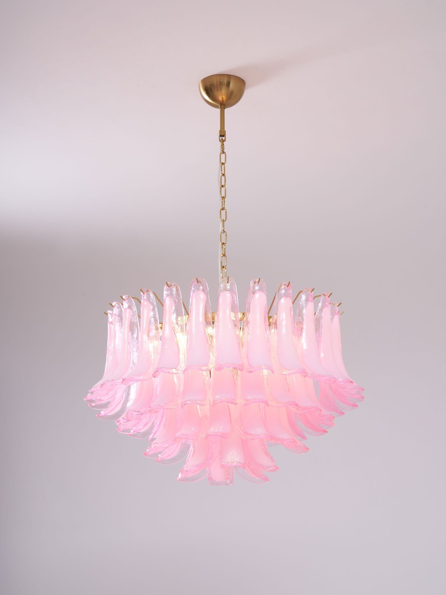 Aurora Chandelier Pink Glass Leaf Layered Floral Glamour - Neutralighting