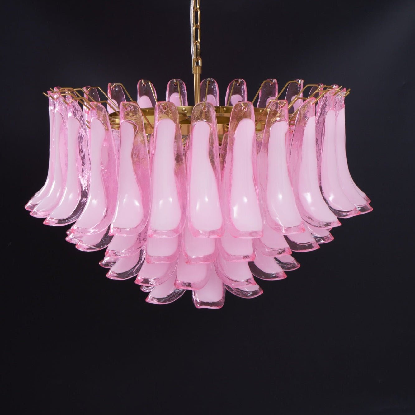 Aurora Chandelier Pink Glass Leaf Layered Floral Glamour - Neutralighting