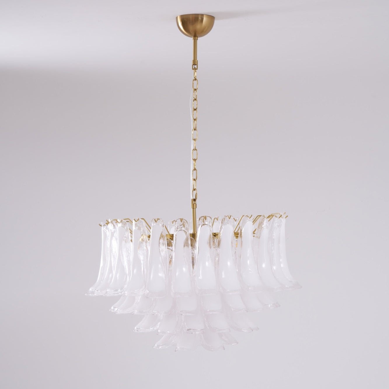 Aurora Chandelier Pink Glass Leaf Layered Floral Glamour - Neutralighting