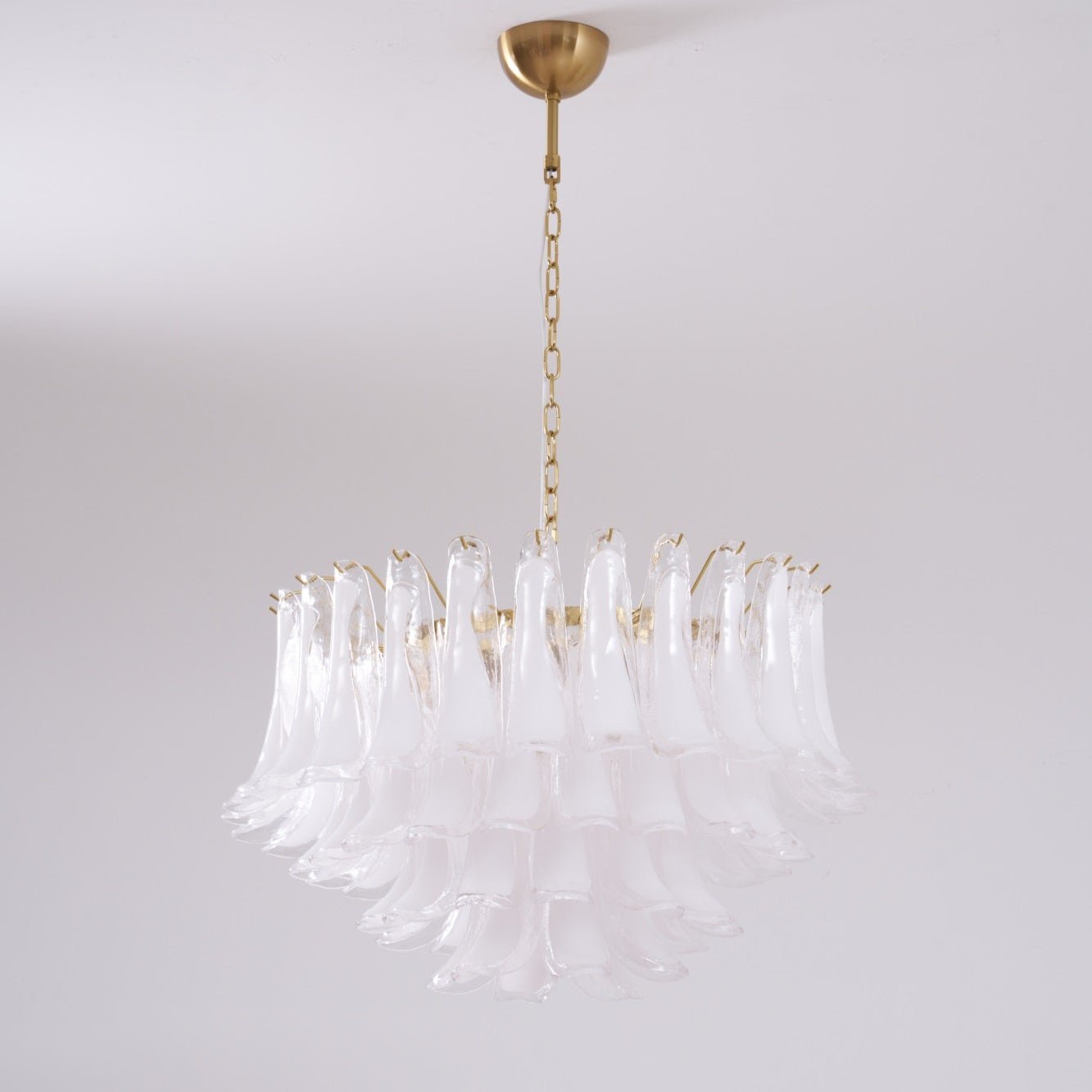 Aurora Chandelier Pink Glass Leaf Layered Floral Glamour - Neutralighting