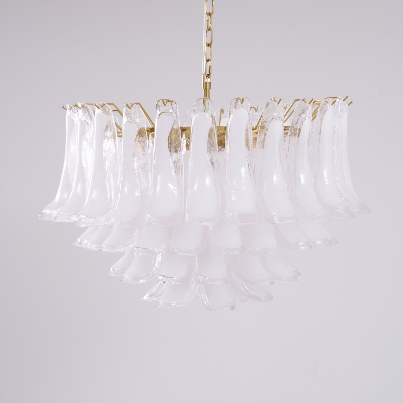 Aurora Chandelier Pink Glass Leaf Layered Floral Glamour - Neutralighting