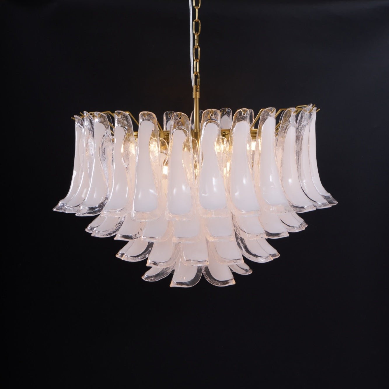 Aurora Chandelier Pink Glass Leaf Layered Floral Glamour - Neutralighting