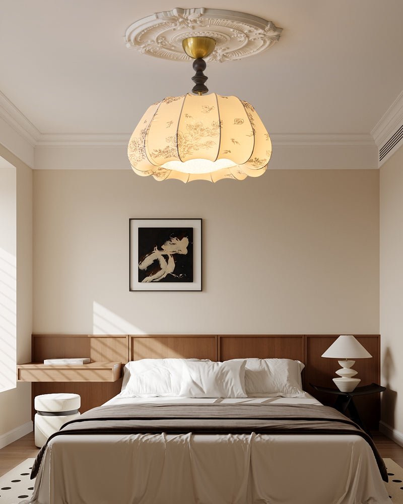 Fleurina Premium Nordic Art Deckenleuchte aus Holz und Stoff-Letslighting