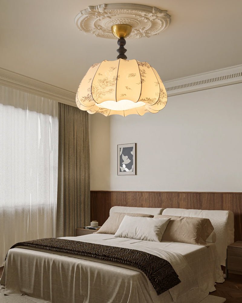 Fleurina Premium Nordic Art Deckenleuchte aus Holz und Stoff-Letslighting