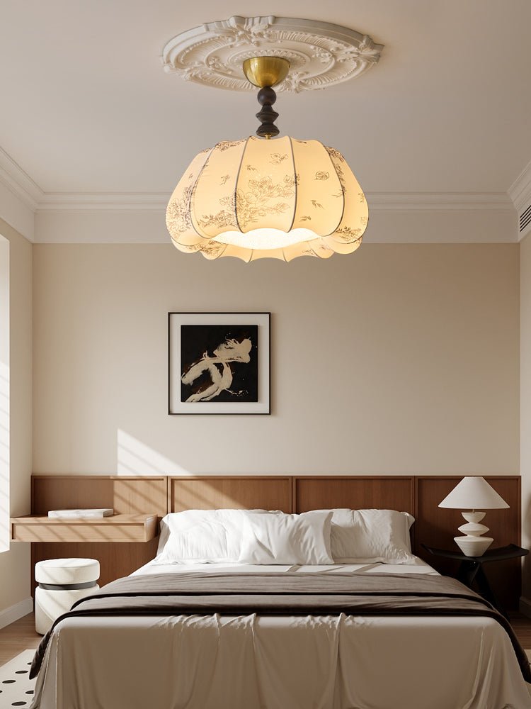 Fleurina Premium Nordic Art Deckenleuchte aus Holz und Stoff-Letslighting