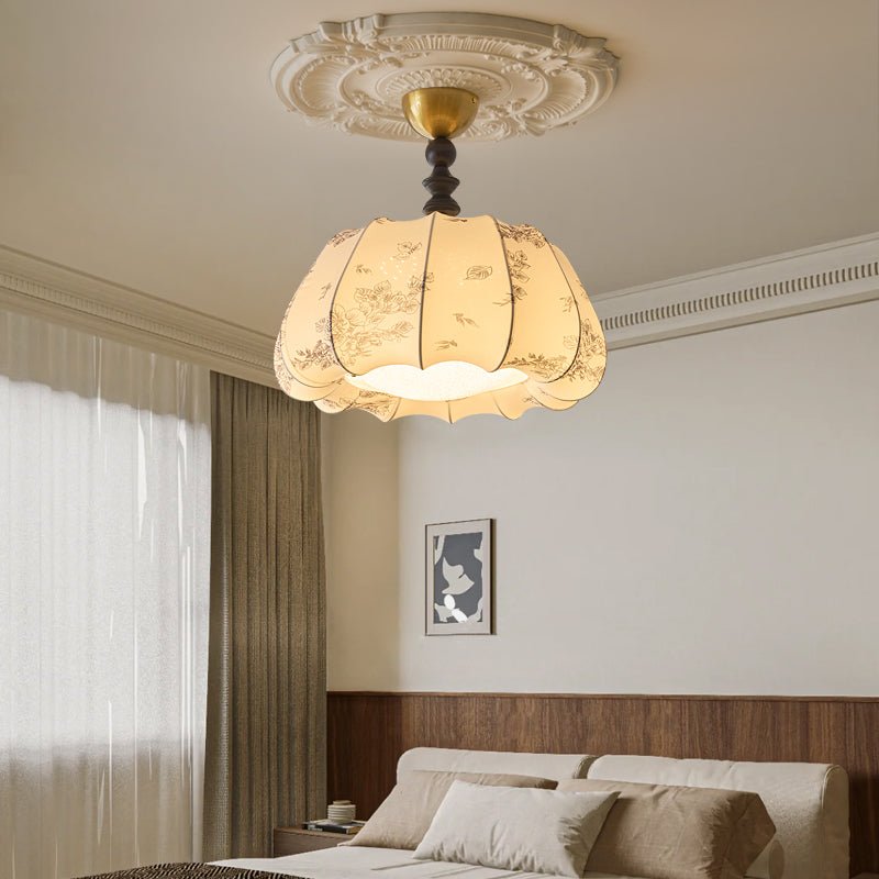 Fleurina Premium Nordic Art Deckenleuchte aus Holz und Stoff-Letslighting