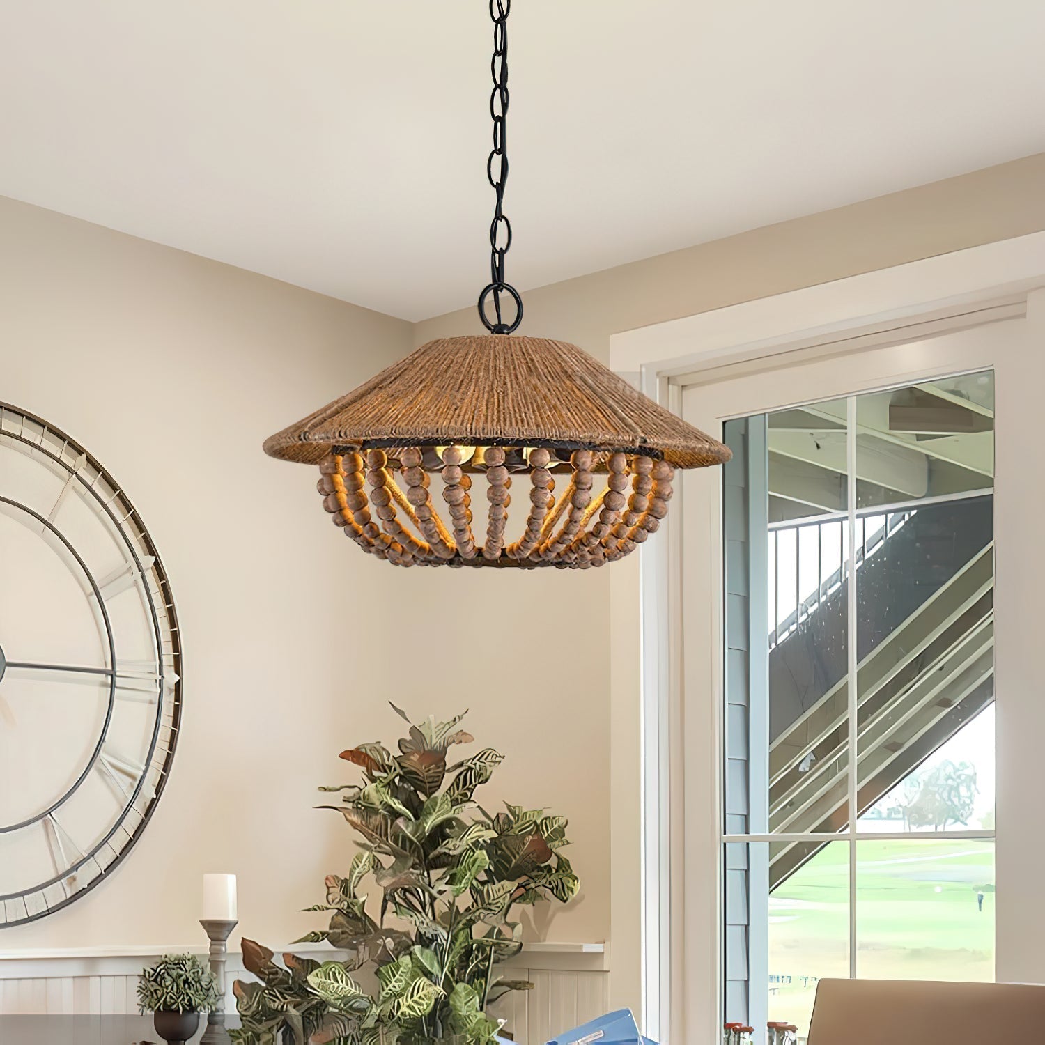 Elmarion Eleganz Natur Landhaus Holz Pendelleuchte-Letslighting