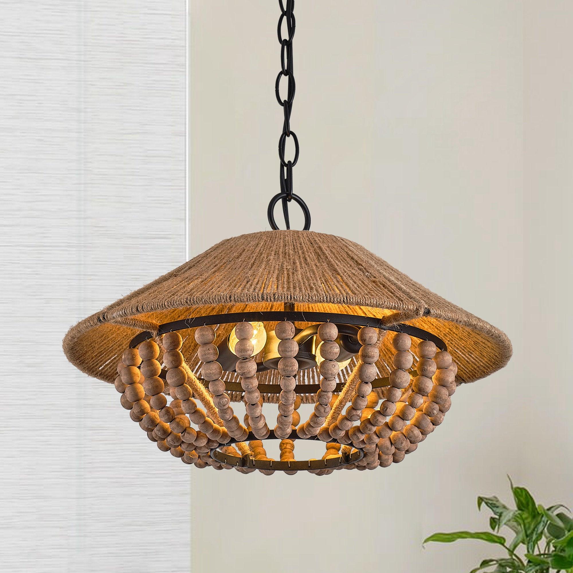 Elmarion Eleganz Natur Landhaus Holz Pendelleuchte-Letslighting
