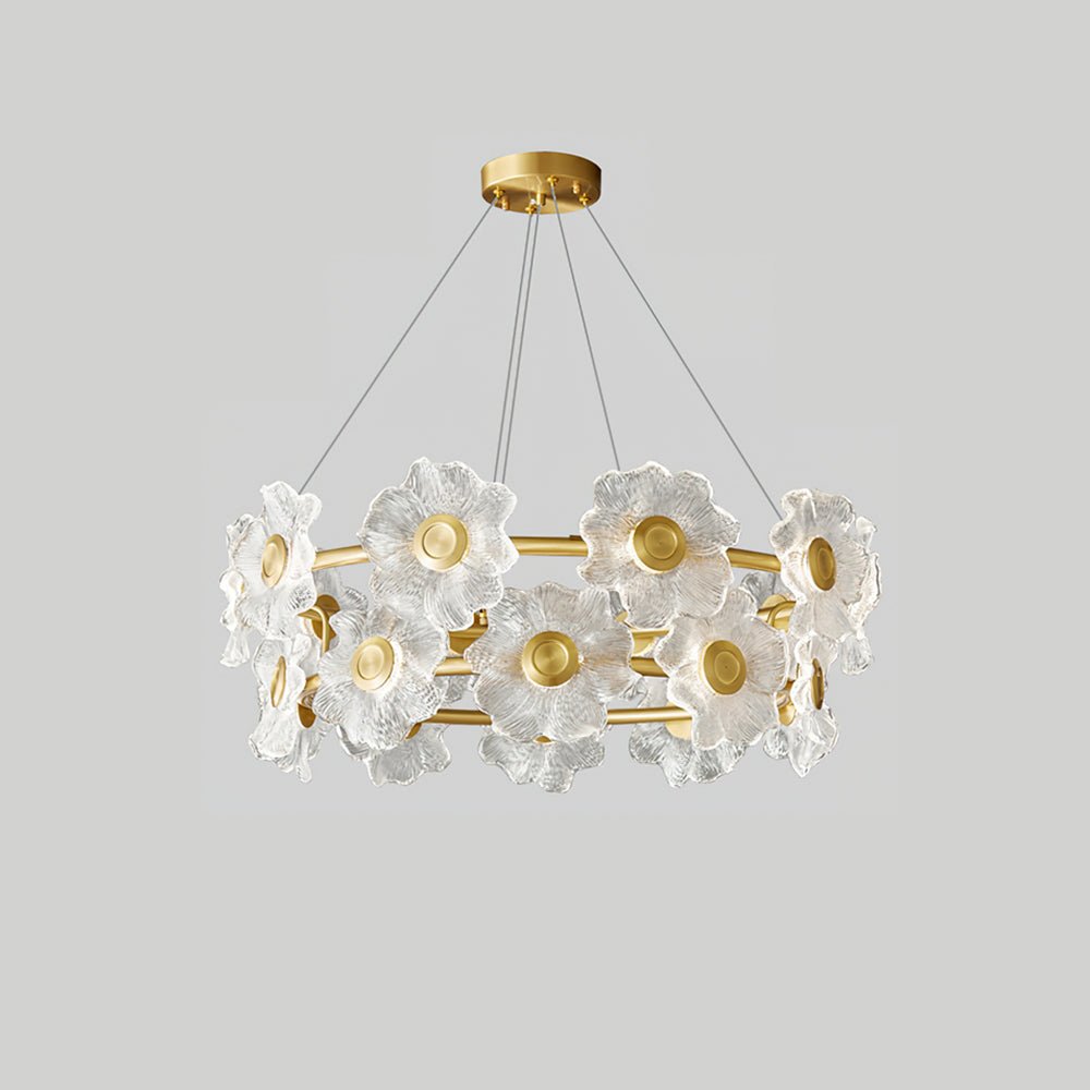 Cemirel Einzigartiger Blumen-Kronleuchter aus Messing und Glas-Letslighting