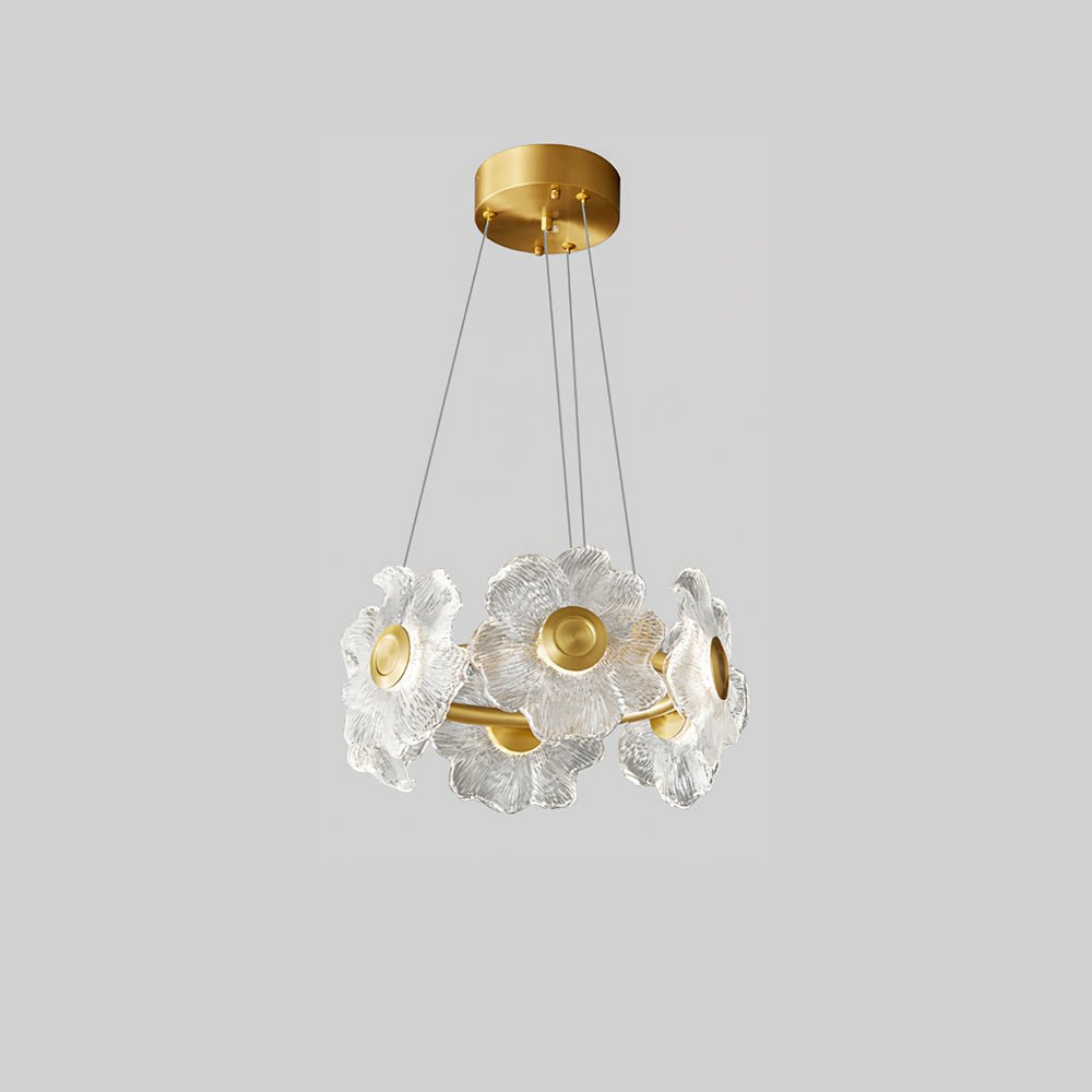 Cemirel Einzigartiger Blumen-Kronleuchter aus Messing und Glas-Letslighting