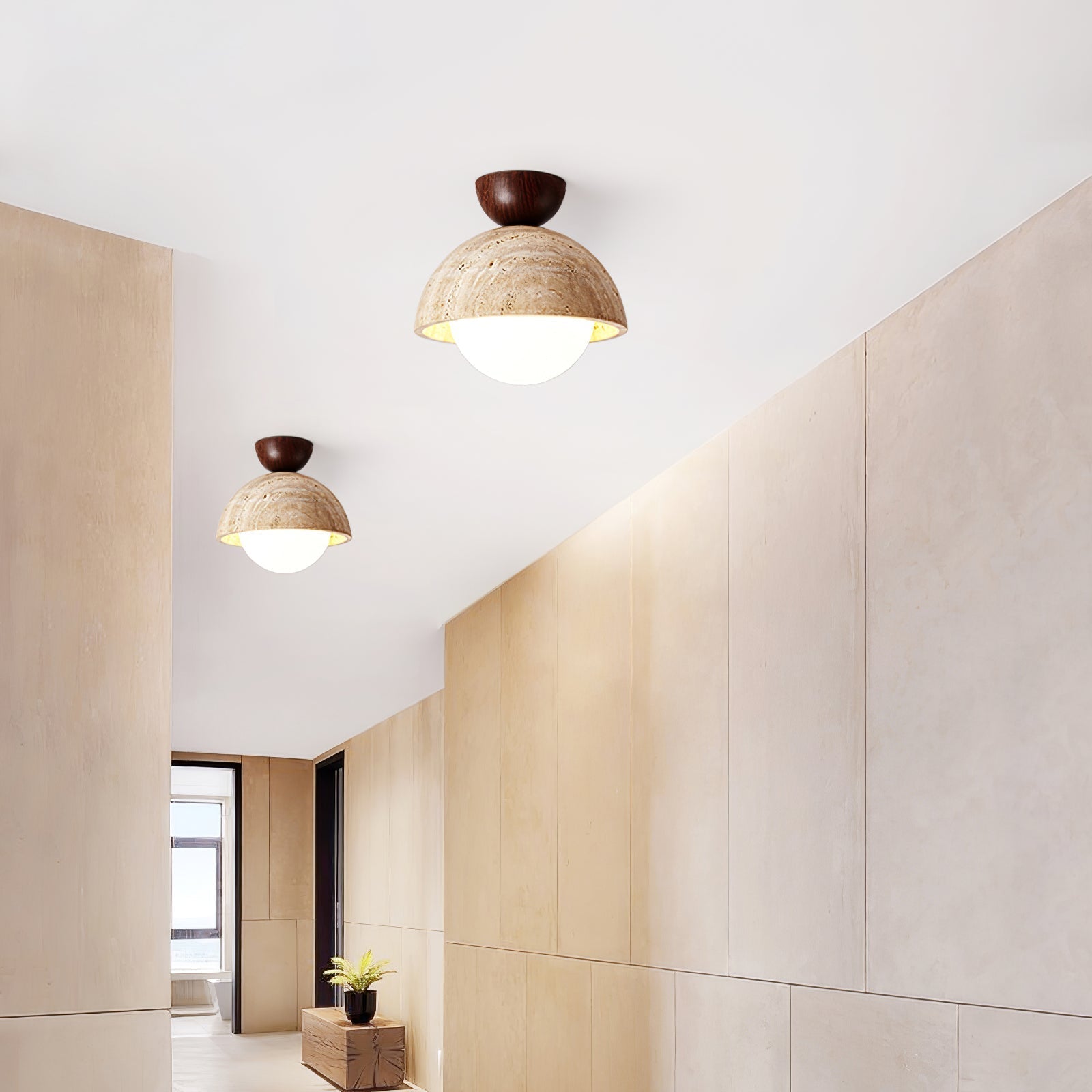 Solana Travertine Ceiling Light - Blowlighting