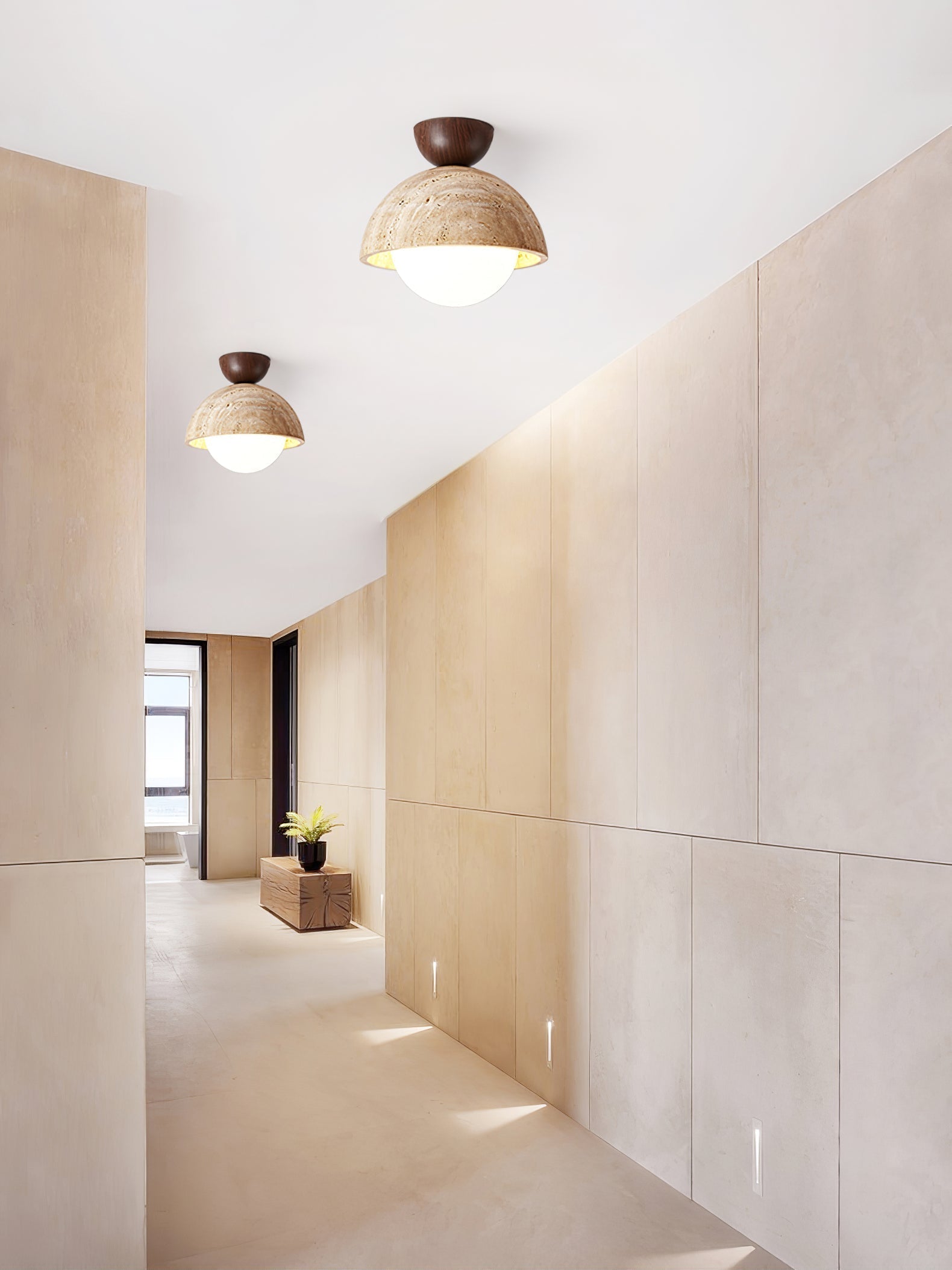 Solana Travertine Ceiling Light - Blowlighting