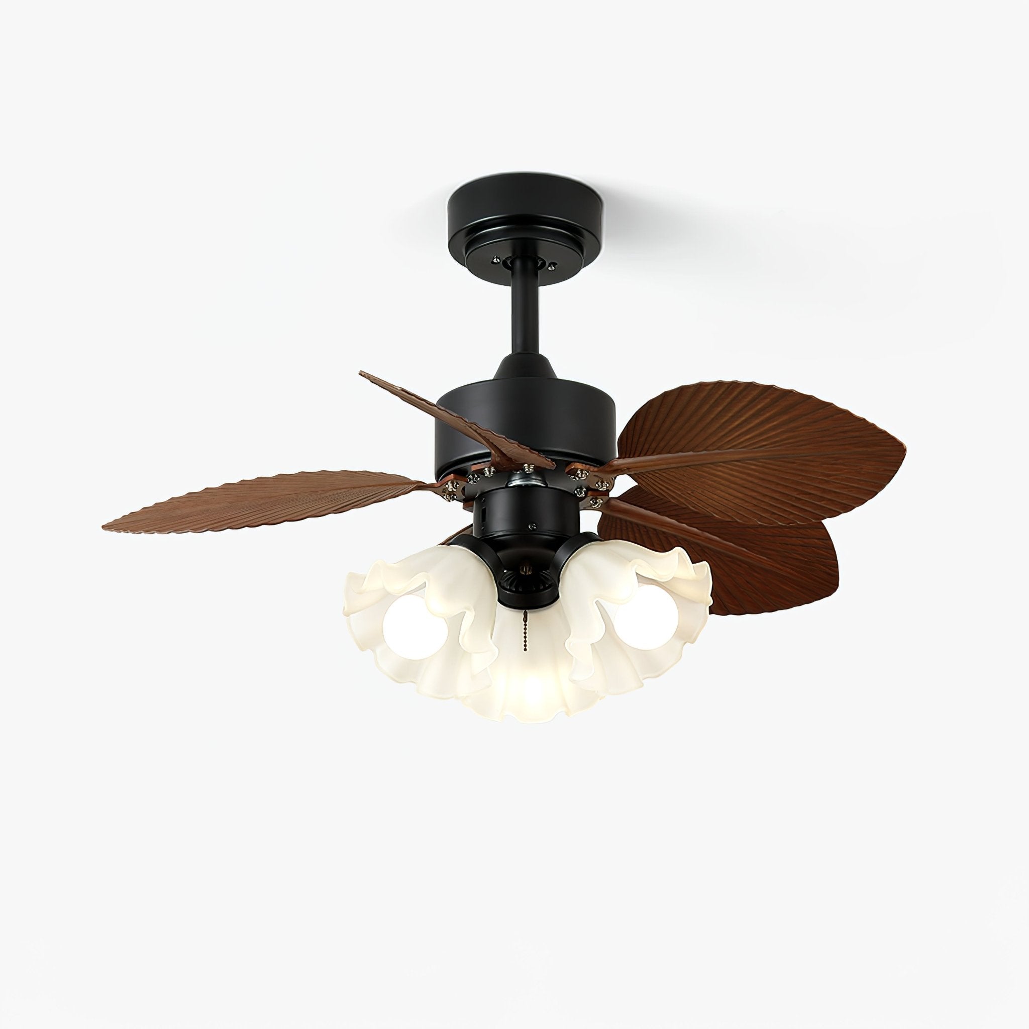 Rosalyn Vintage Deckenventilatorleuchte aus Holz in Walnuss