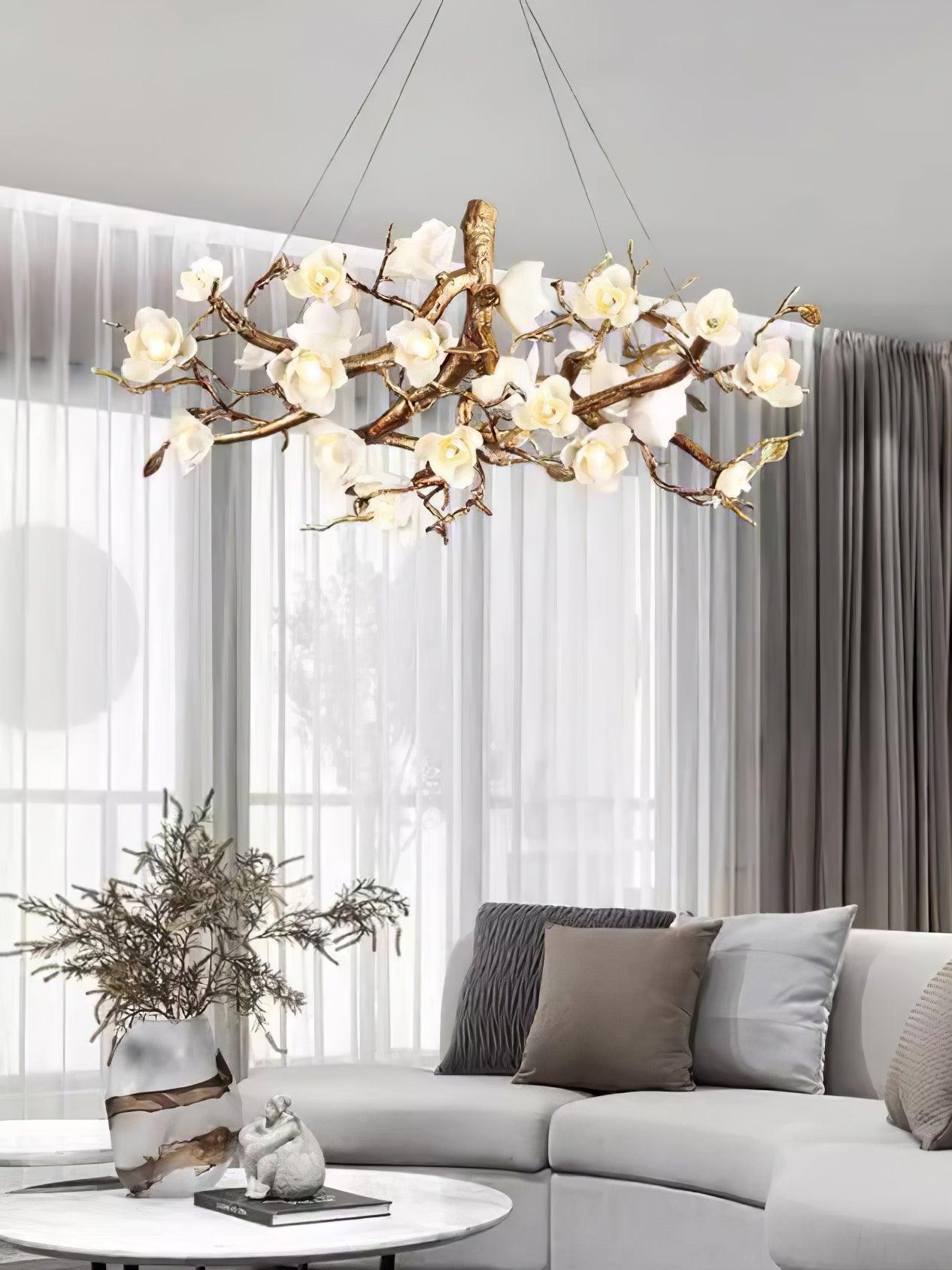 Avaros Luxus Blumen Zweig Keramik Kronleuchter-Letslighting