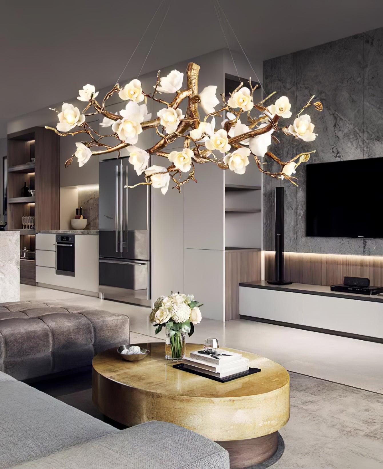 Avaros Luxus Blumen Zweig Keramik Kronleuchter-Letslighting