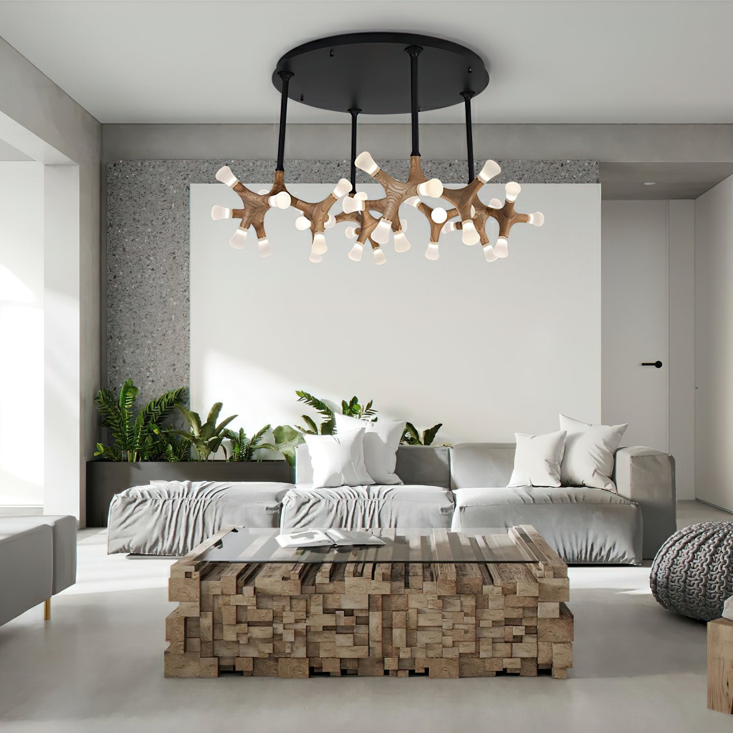 Mynorila Holz-Pendelleuchte im Ast-Design-Letslighting