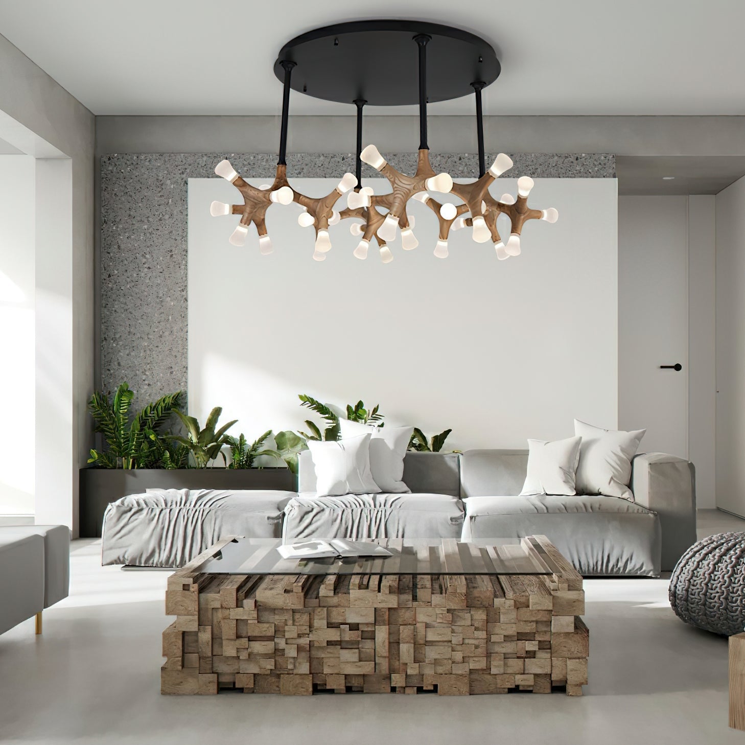 Mynorila Holz-Pendelleuchte im Ast-Design-Letslighting