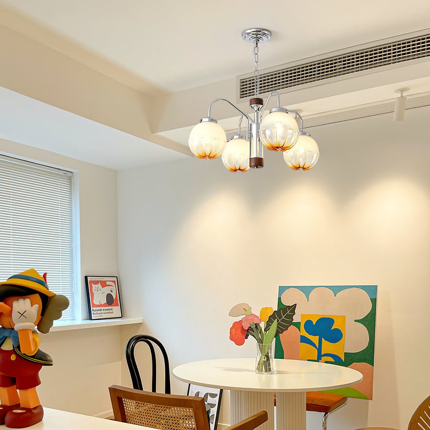 Ulliria Kronleuchter aus Walnussglas mit Nordischer Kunstblume-Letslighting