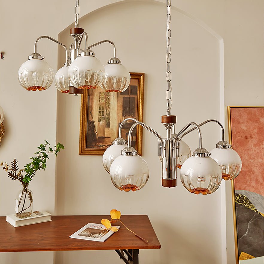 Ulliria Kronleuchter aus Walnussglas mit Nordischer Kunstblume-Letslighting