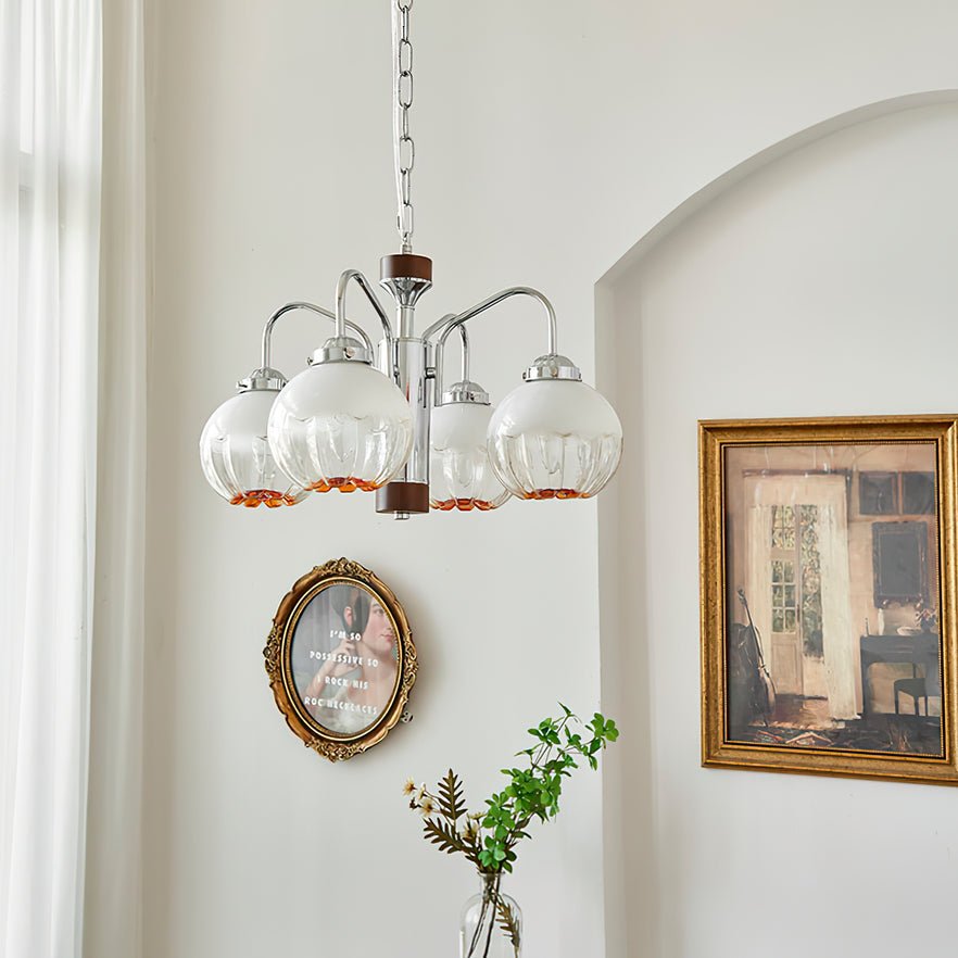 Ulliria Kronleuchter aus Walnussglas mit Nordischer Kunstblume-Letslighting