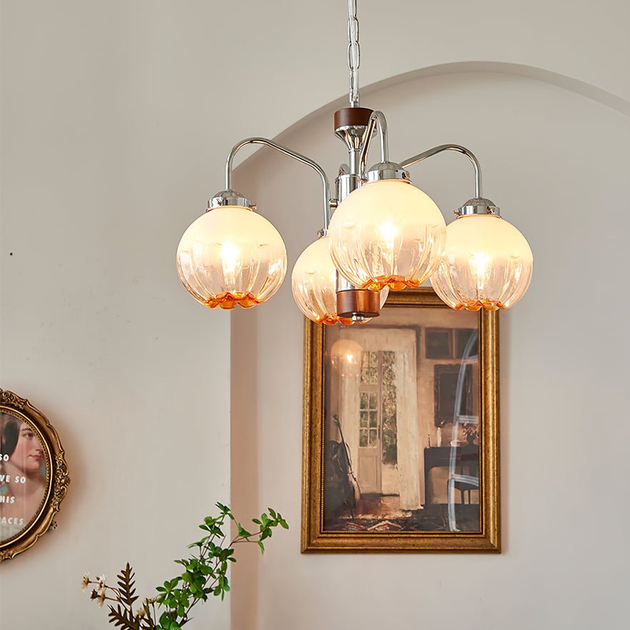 Ulliria Kronleuchter aus Walnussglas mit Nordischer Kunstblume-Letslighting