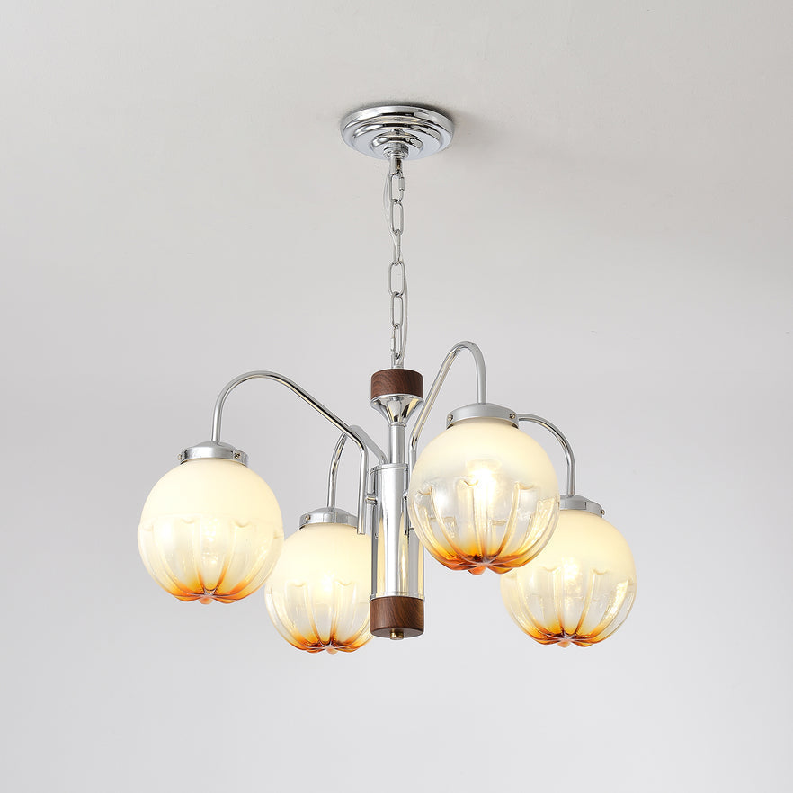 Ulliria Kronleuchter aus Walnussglas mit Nordischer Kunstblume-Letslighting