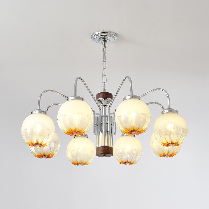Ulliria Kronleuchter aus Walnussglas mit Nordischer Kunstblume-Letslighting