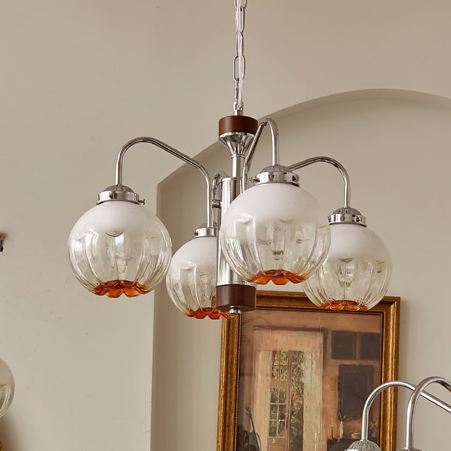 Ulliria Kronleuchter aus Walnussglas mit Nordischer Kunstblume-Letslighting