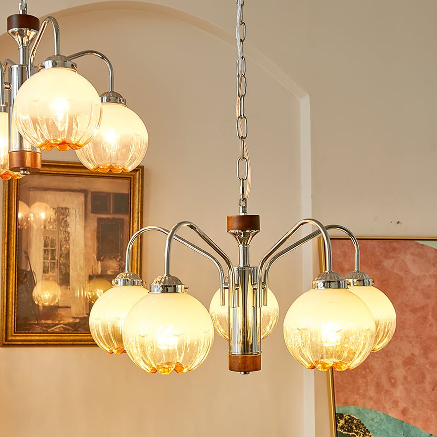 Ulliria Kronleuchter aus Walnussglas mit Nordischer Kunstblume-Letslighting