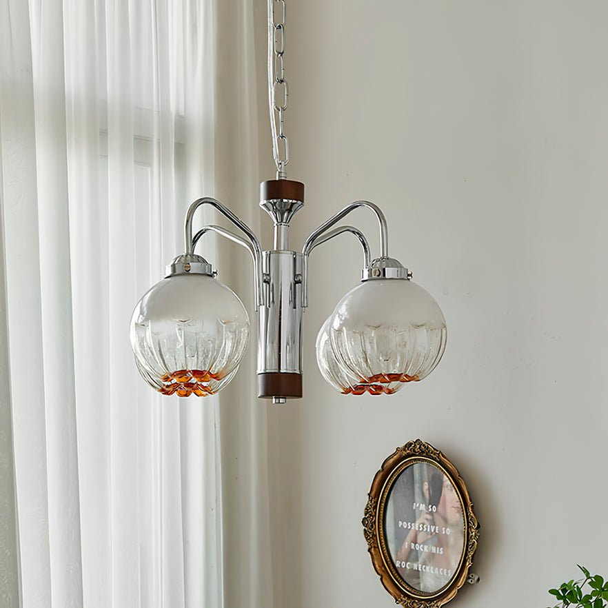 Ulliria Kronleuchter aus Walnussglas mit Nordischer Kunstblume-Letslighting