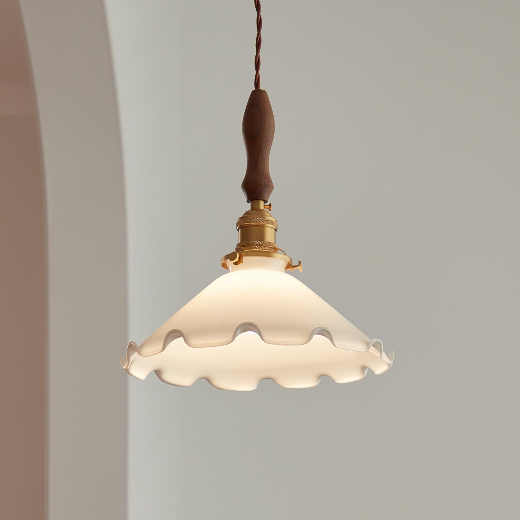 Solara Pendelleuchte Glas Wellig Schirm Vintage-Letslighting