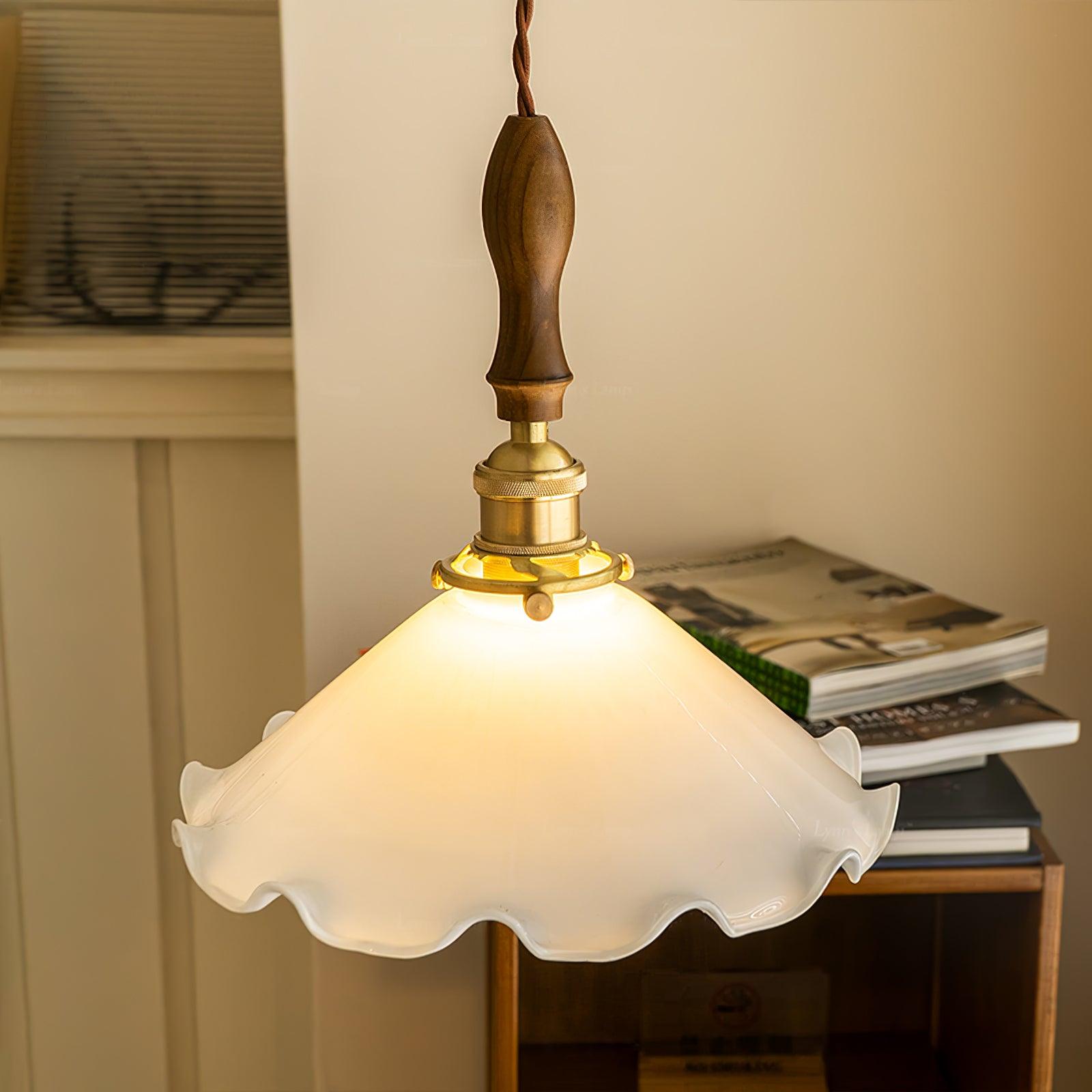 Solara Pendelleuchte Glas Wellig Schirm Vintage-Letslighting