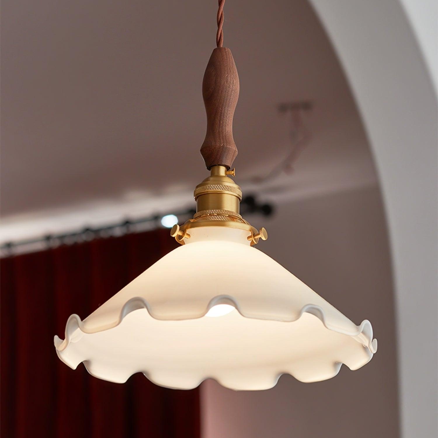 Solara Pendelleuchte Glas Wellig Schirm Vintage-Letslighting