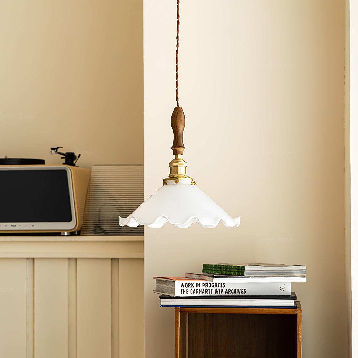 Solara Pendelleuchte Glas Wellig Schirm Vintage-Letslighting