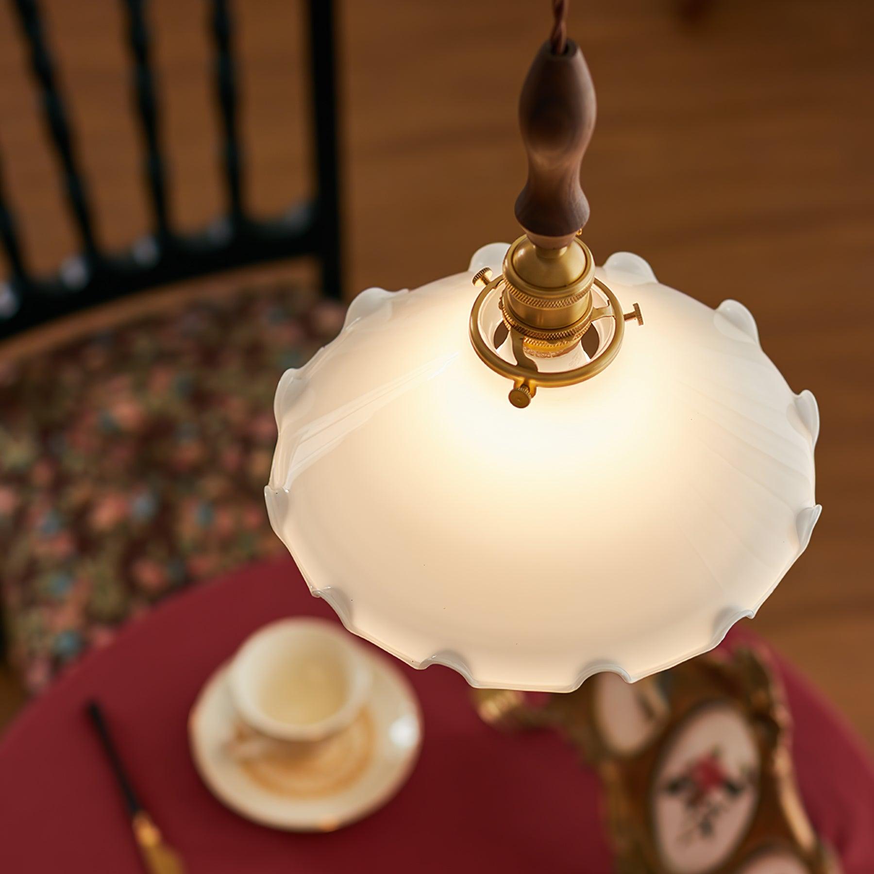 Solara Pendelleuchte Glas Wellig Schirm Vintage-Letslighting