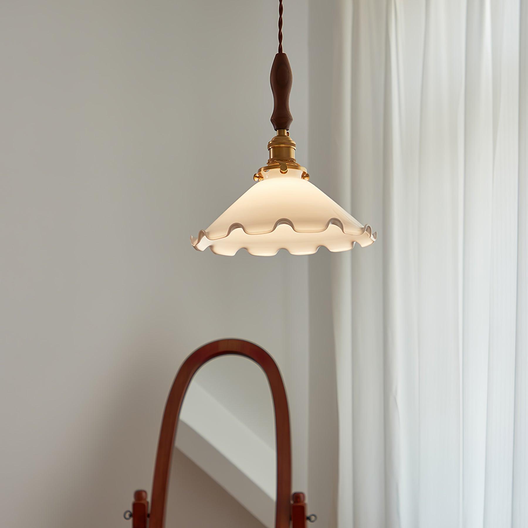 Solara Pendelleuchte Glas Wellig Schirm Vintage-Letslighting