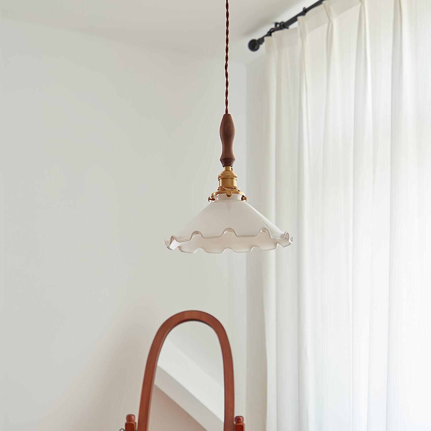 Solara Pendelleuchte Glas Wellig Schirm Vintage-Letslighting