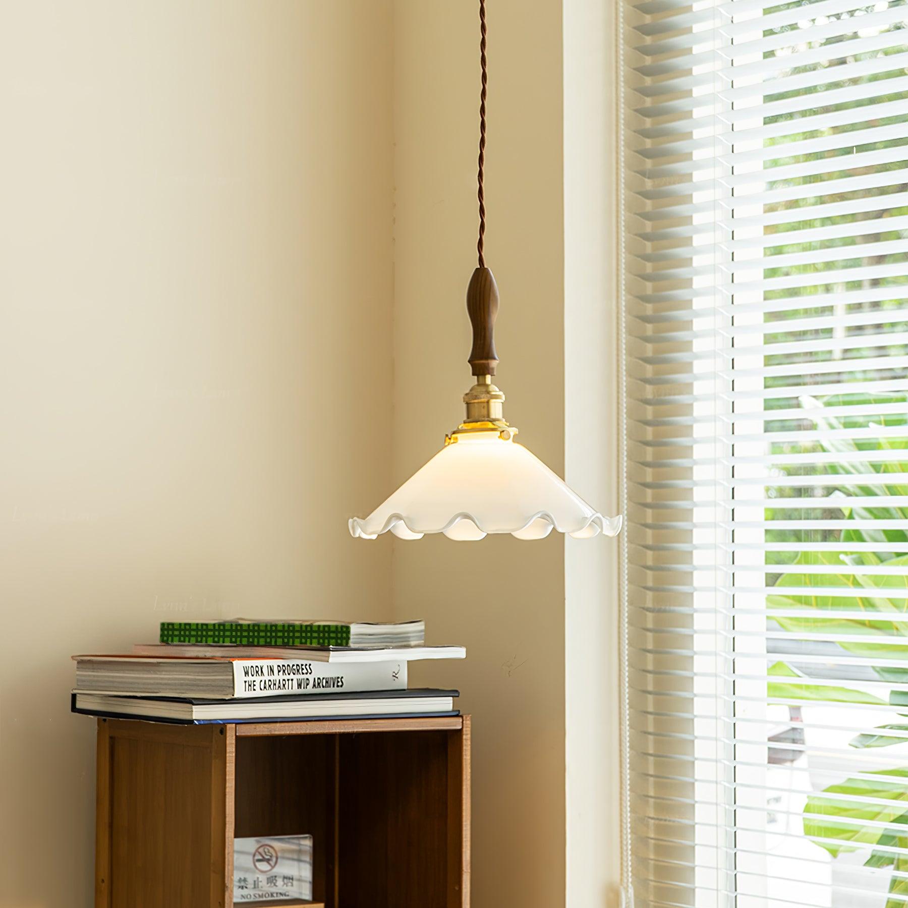 Solara Pendelleuchte Glas Wellig Schirm Vintage-Letslighting