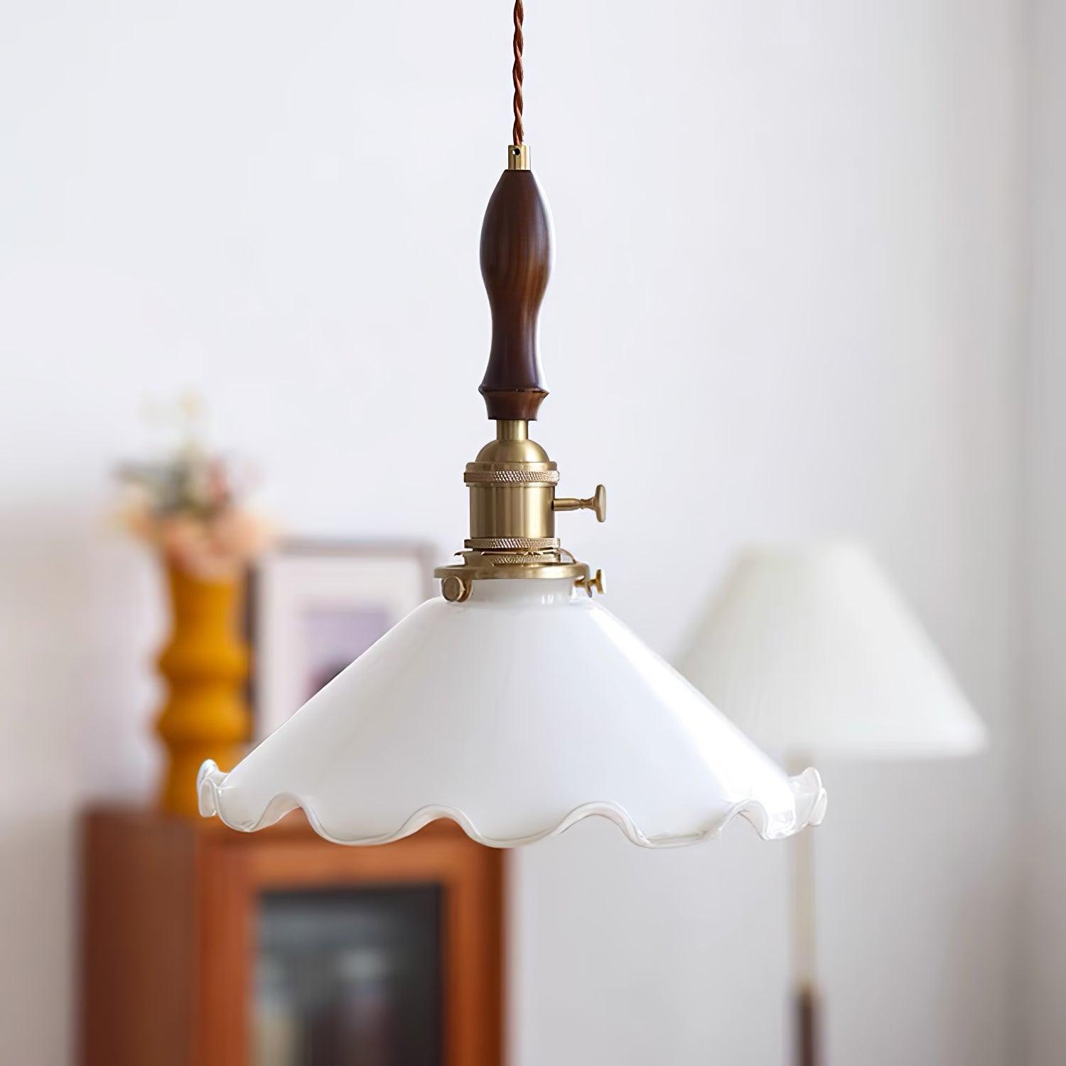 Solara Pendelleuchte Glas Wellig Schirm Vintage-Letslighting